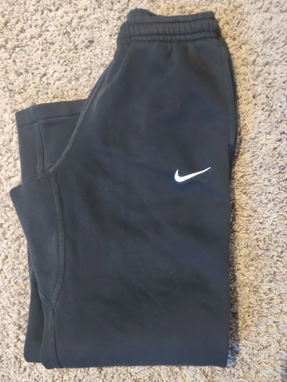 Nike Kids Black Sweatpants with White Swoosh